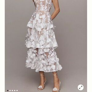 Elliatt Selene Strapless 3D Floral Lace Tiered Maxi Dress